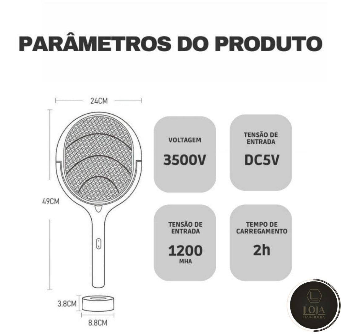 BuzzGuard Pro © - Raquete Elétrica Anti-Mosquito