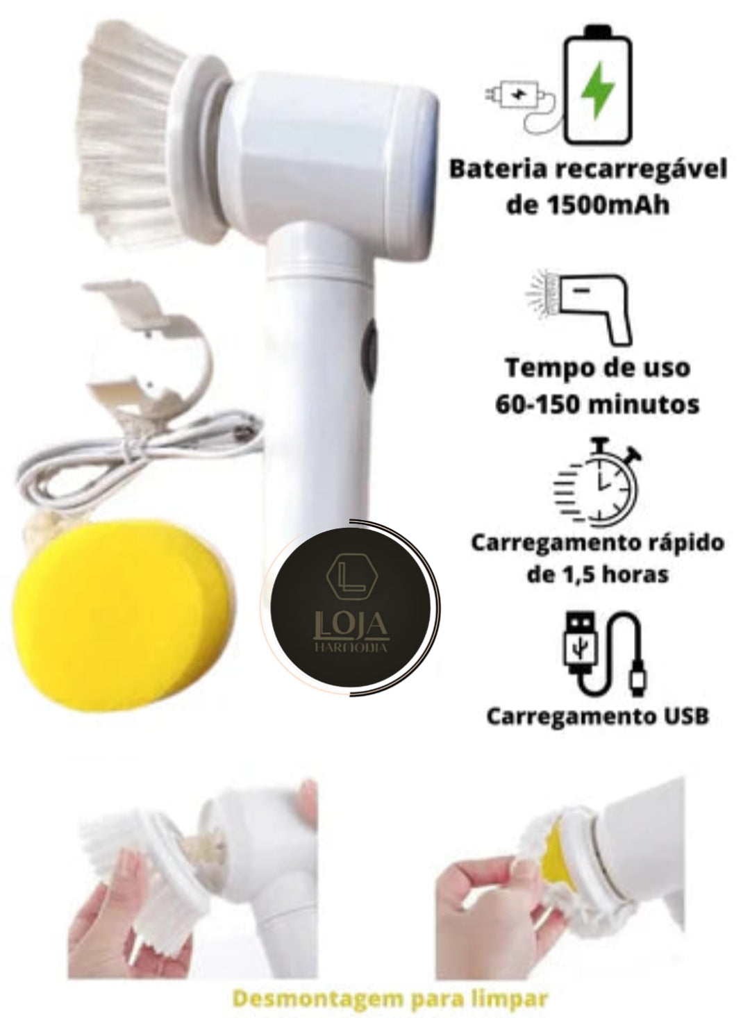 VersaClean © - Escova Elétrica de Limpeza 3 em 1