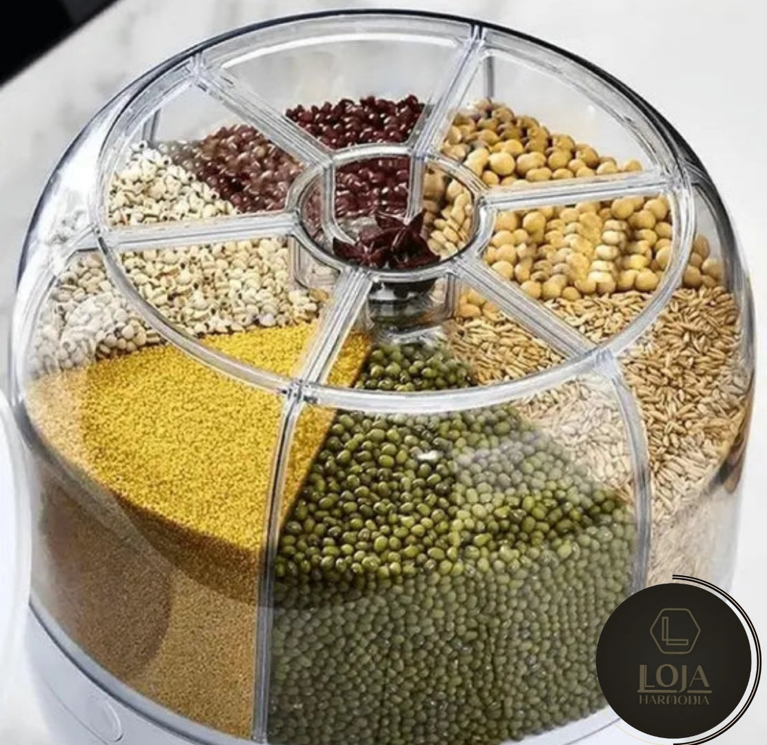 Gourmet Rotatório © - Porta Grãos com 6 Divisórias.