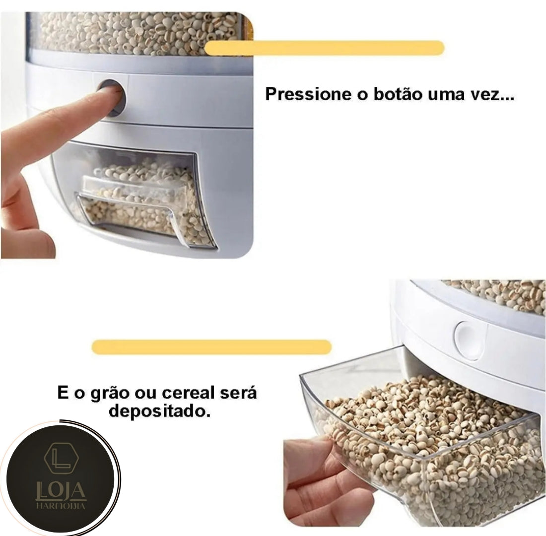 Gourmet Rotatório © - Porta Grãos com 6 Divisórias.