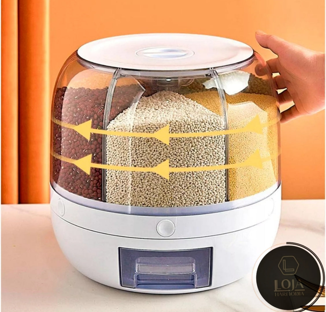Gourmet Rotatório © - Porta Grãos com 6 Divisórias.