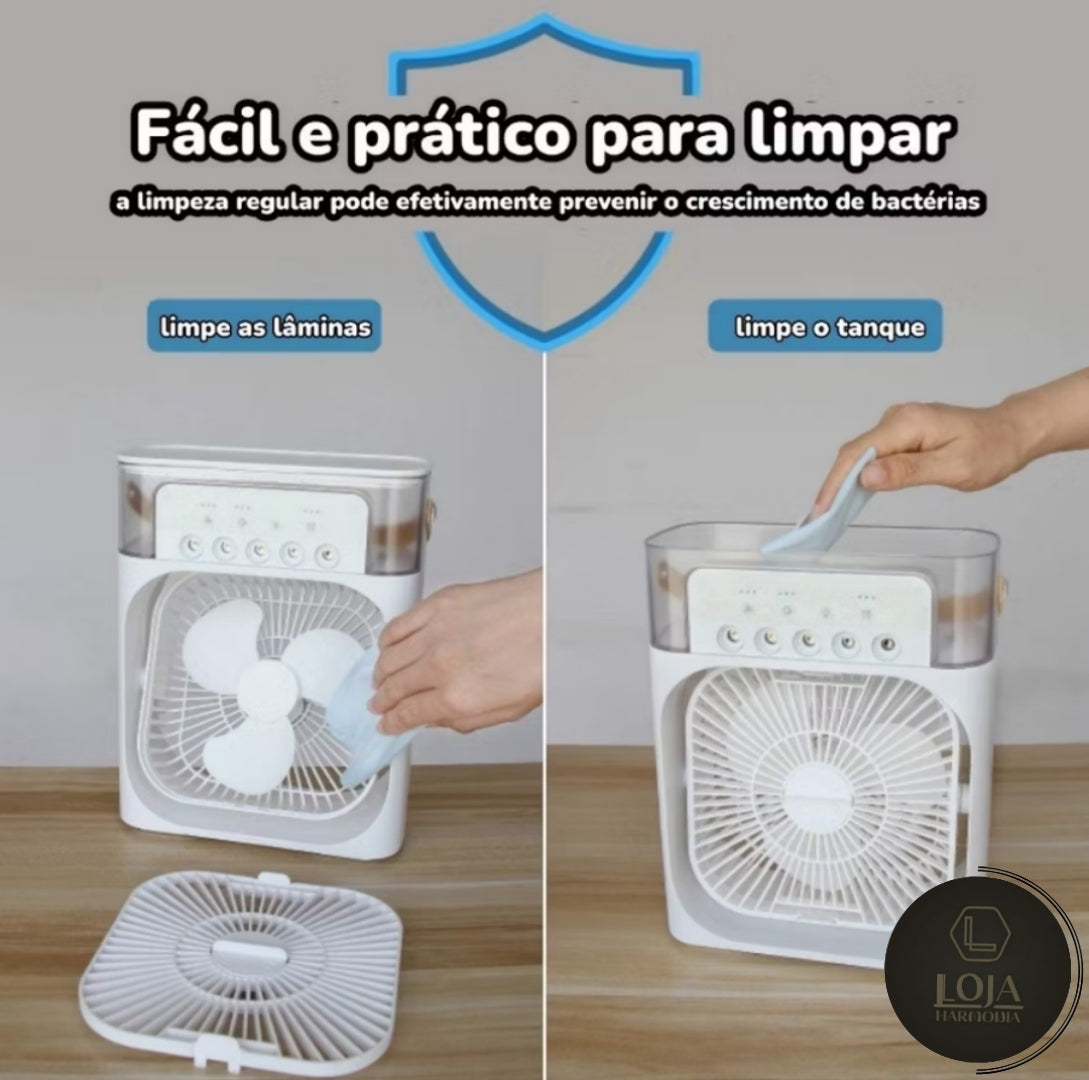 AirRefresh © - Mini Ventilador e Umidificador de Ar Portátil 3 em 1