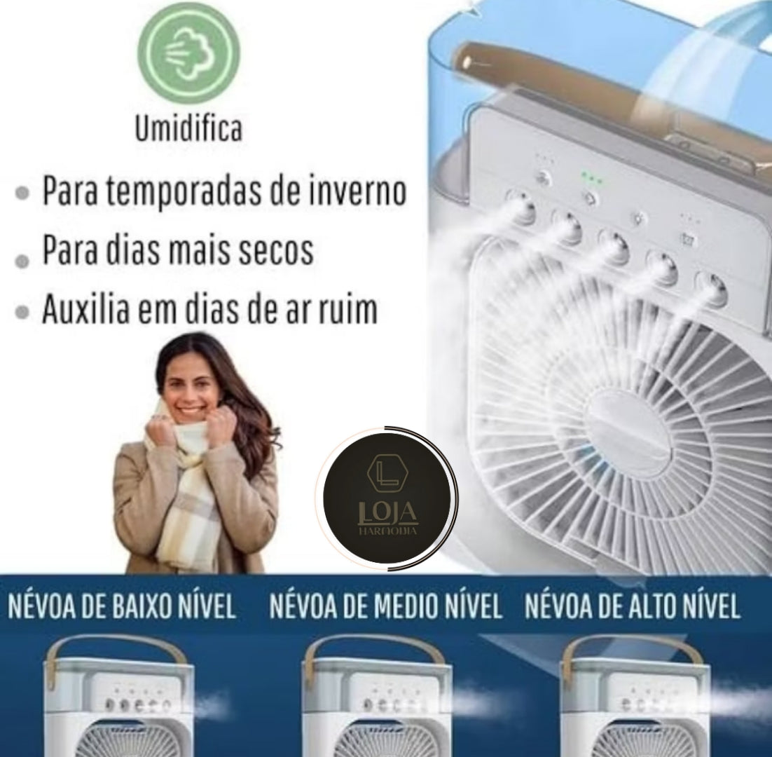 AirRefresh © - Mini Ventilador e Umidificador de Ar Portátil 3 em 1