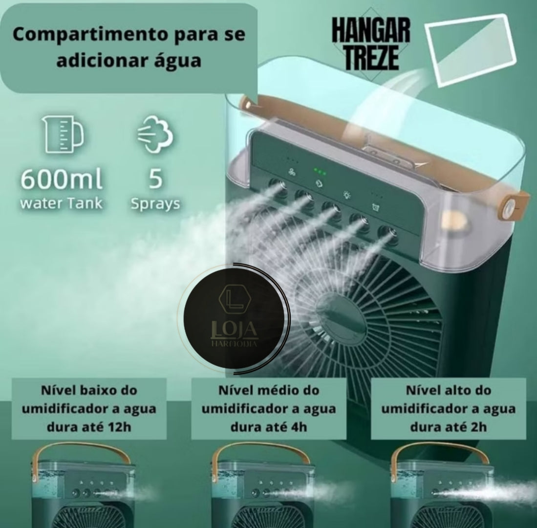 AirRefresh © - Mini Ventilador e Umidificador de Ar Portátil 3 em 1