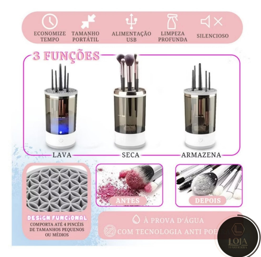FreshMakeUp © - Limpador de Pincéis de Maquiagem Elétrico 3 em 1