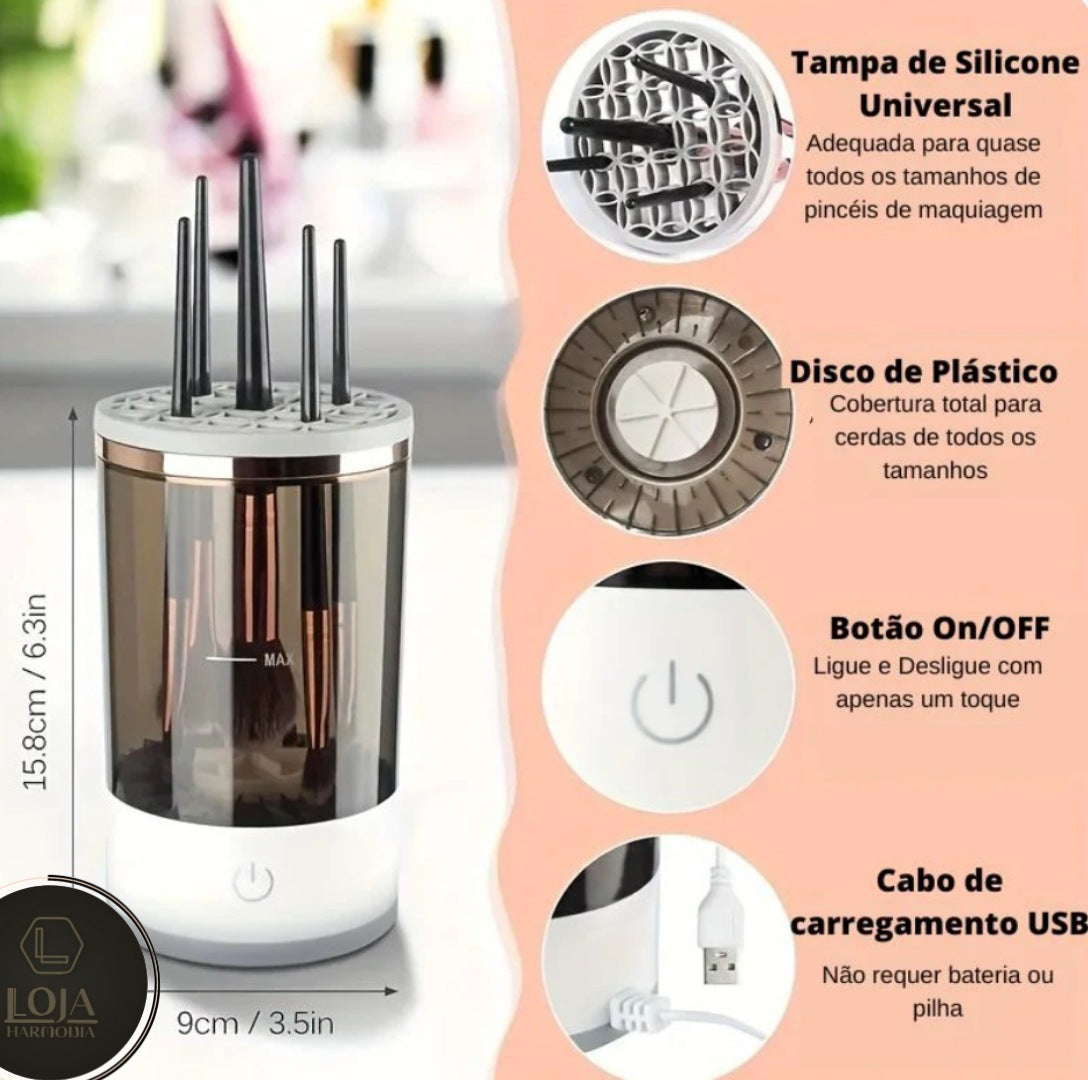 FreshMakeUp © - Limpador de Pincéis de Maquiagem Elétrico 3 em 1