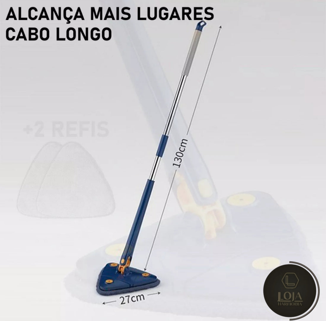 Mop Triangular Giratório 360º © - DOIS Panos Extra Grátis