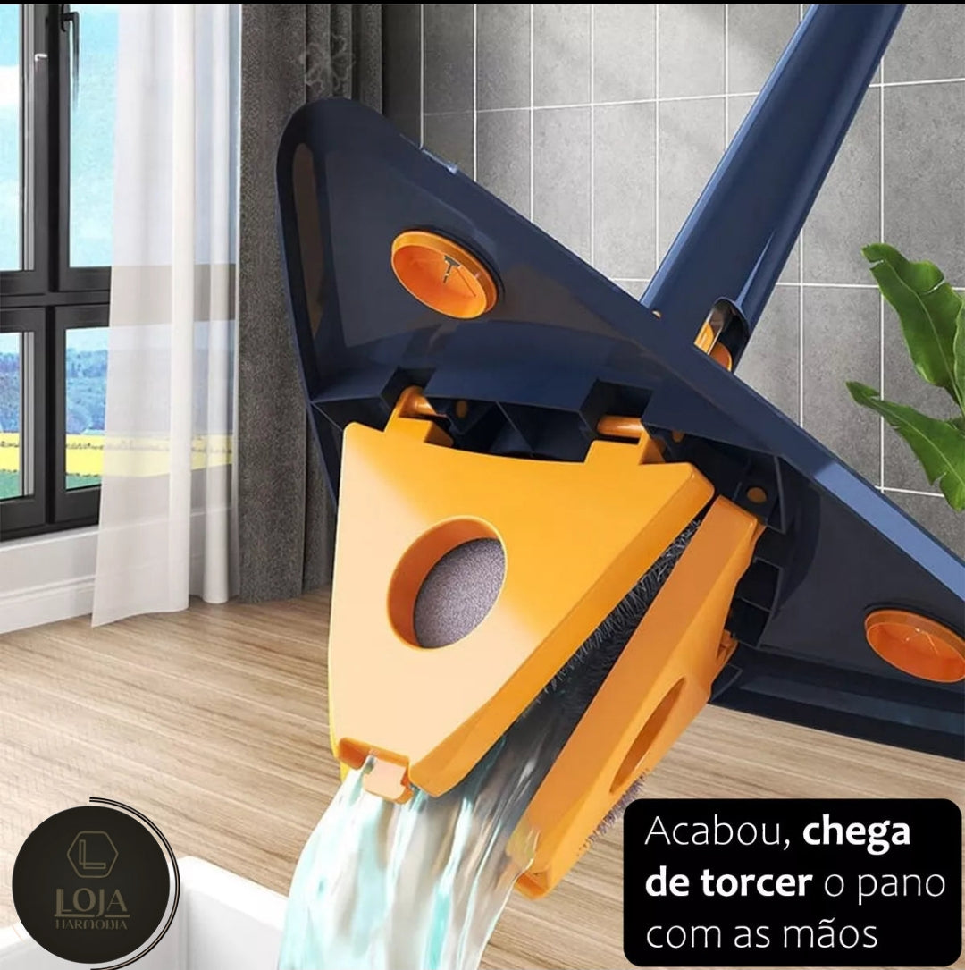Mop Triangular Giratório 360º © - DOIS Panos Extra Grátis