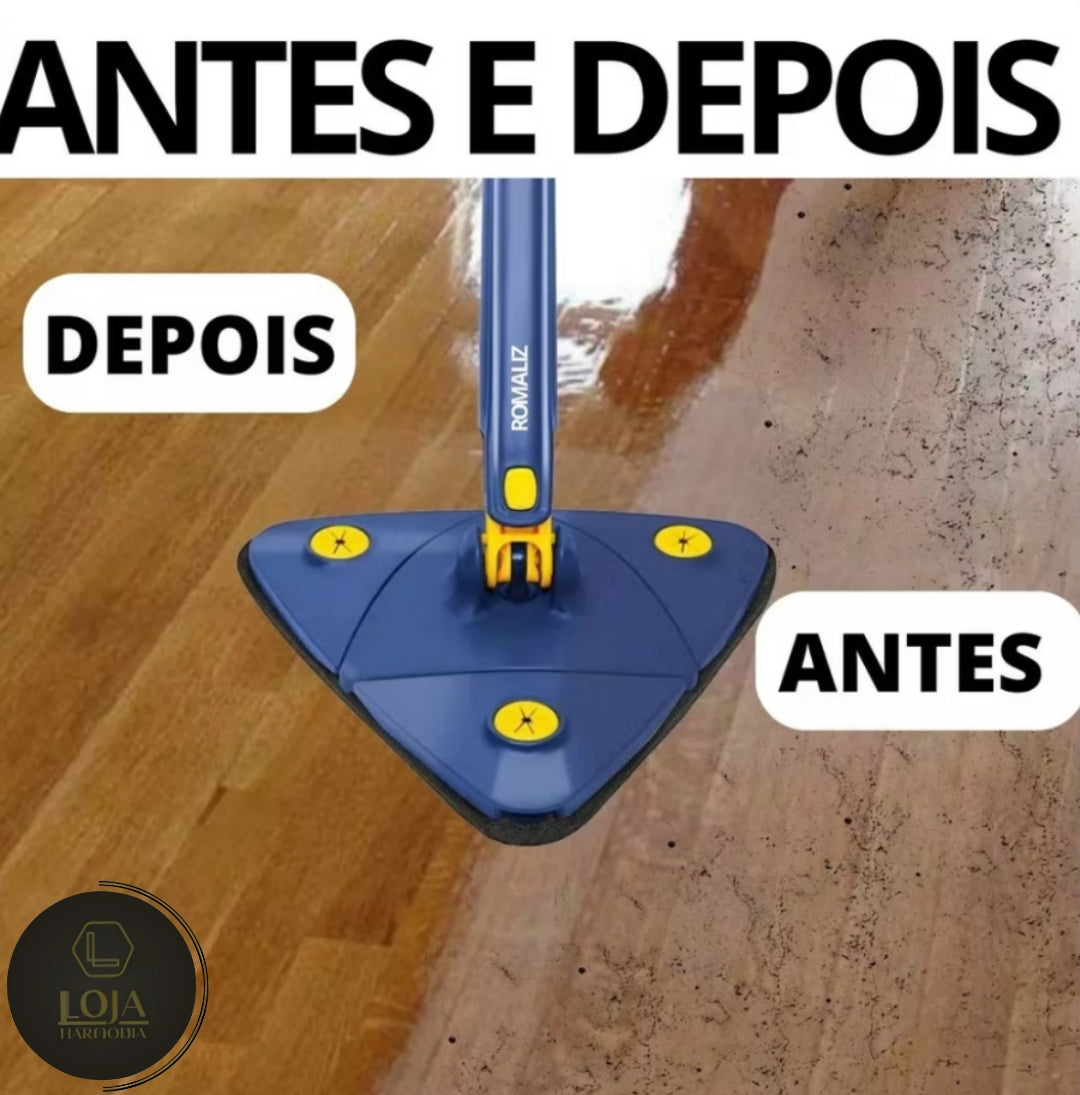 Mop Triangular Giratório 360º © - DOIS Panos Extra Grátis