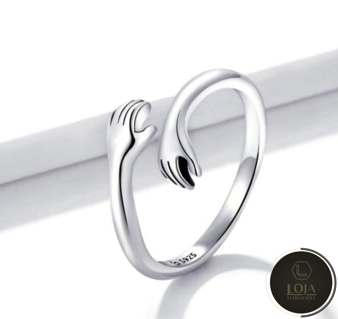 Anel Abraço Infinito © - Prata 925 Tamanho Ajustável COMPRE 1 LEVE 2