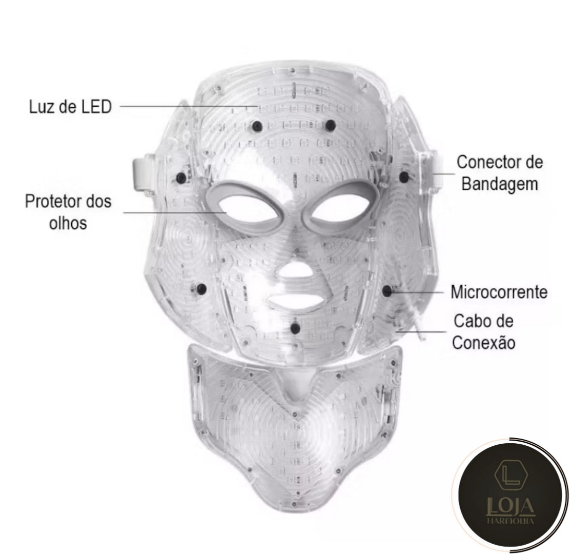 SkinRay © - Máscara de Fototerapia Facial LED 7 Cores