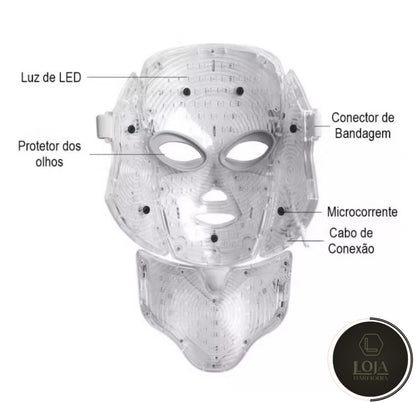 SkinRay © - Máscara de Fototerapia Facial LED 7 Cores