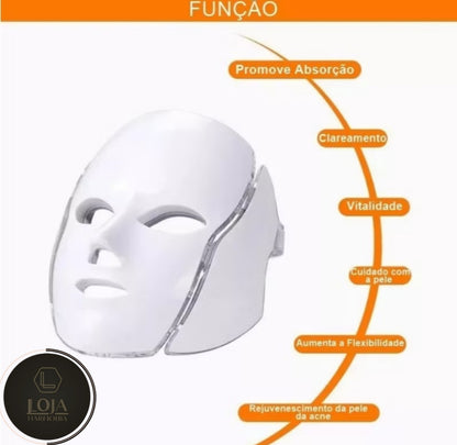 SkinRay © - Máscara de Fototerapia Facial LED 7 Cores